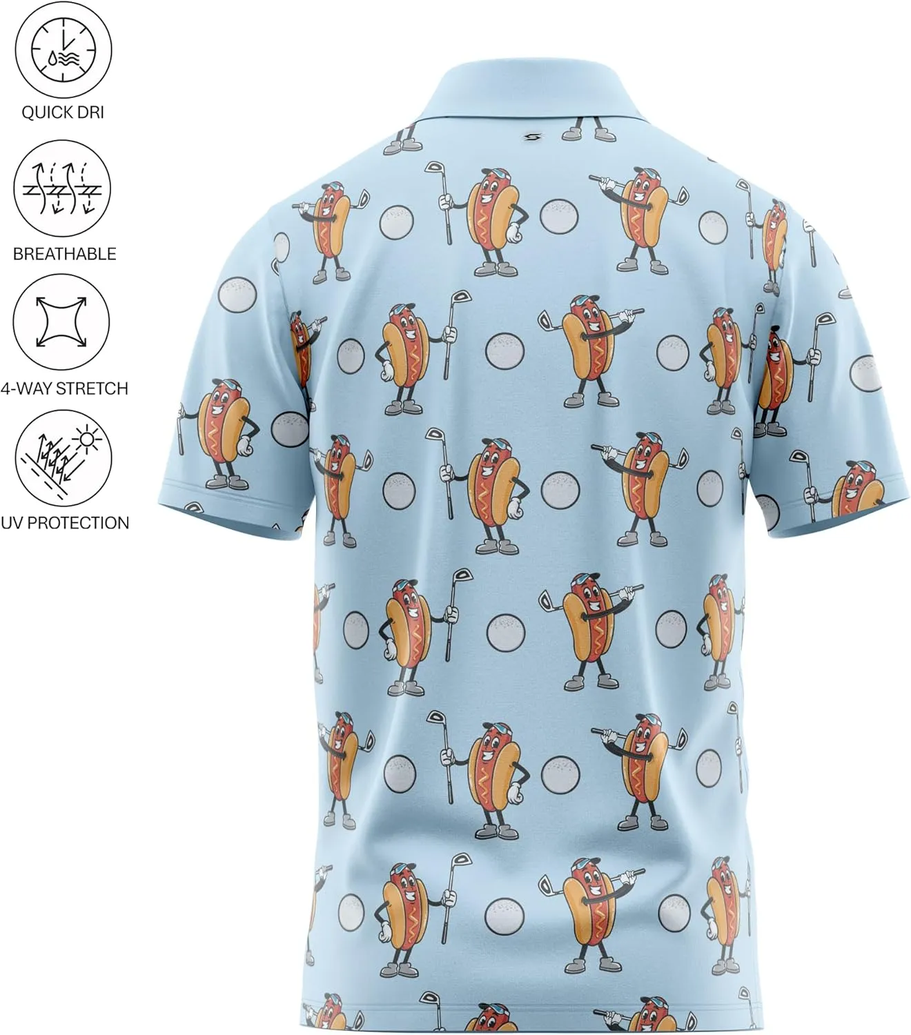Funny Golf Polo Men Shirts - Short Sleeve UPF Quick Dry Fit Performance Moisture Wicking Stretch Crazy Summer Casual Tropical