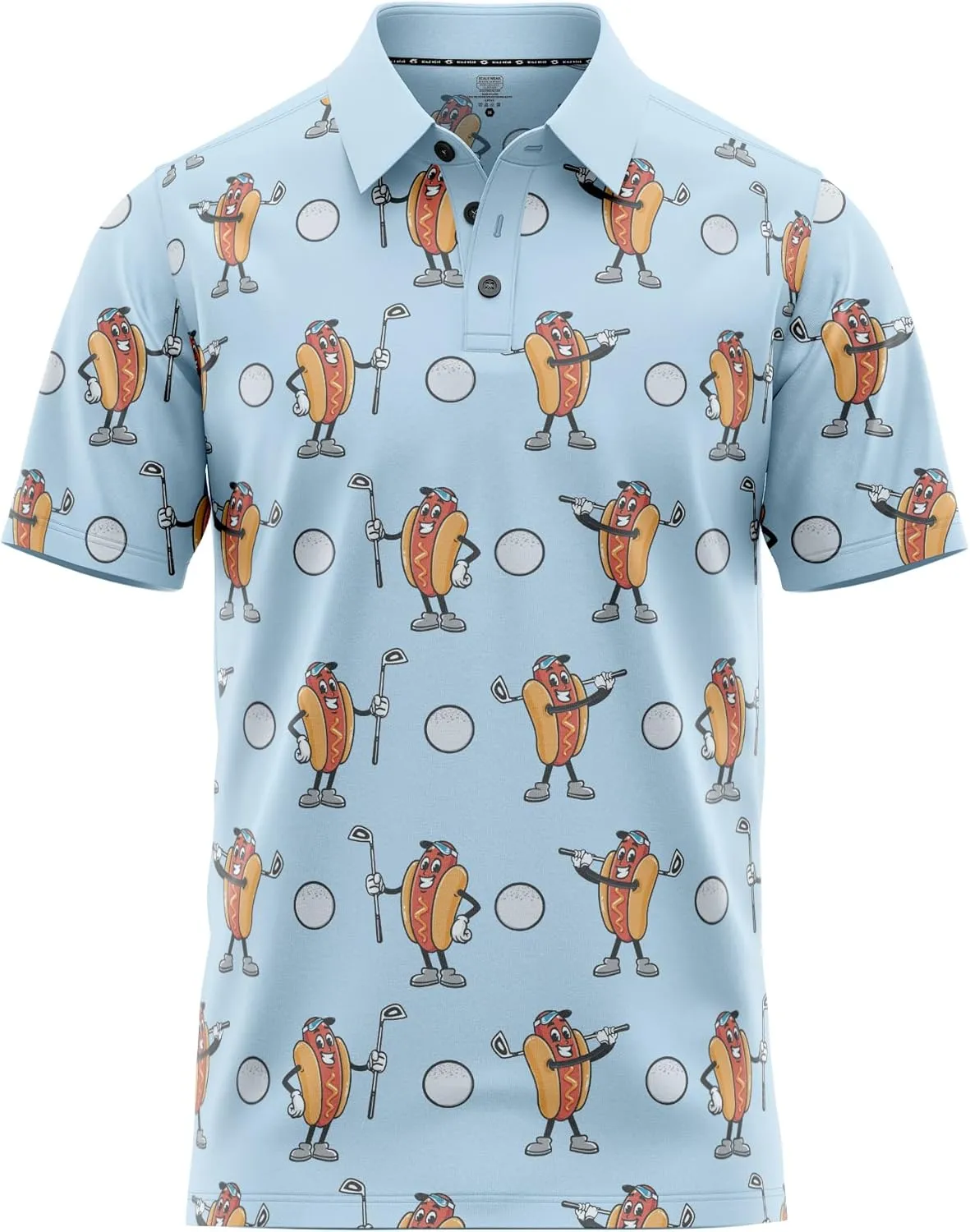 Funny Golf Polo Men Shirts - Short Sleeve UPF Quick Dry Fit Performance Moisture Wicking Stretch Crazy Summer Casual Tropical