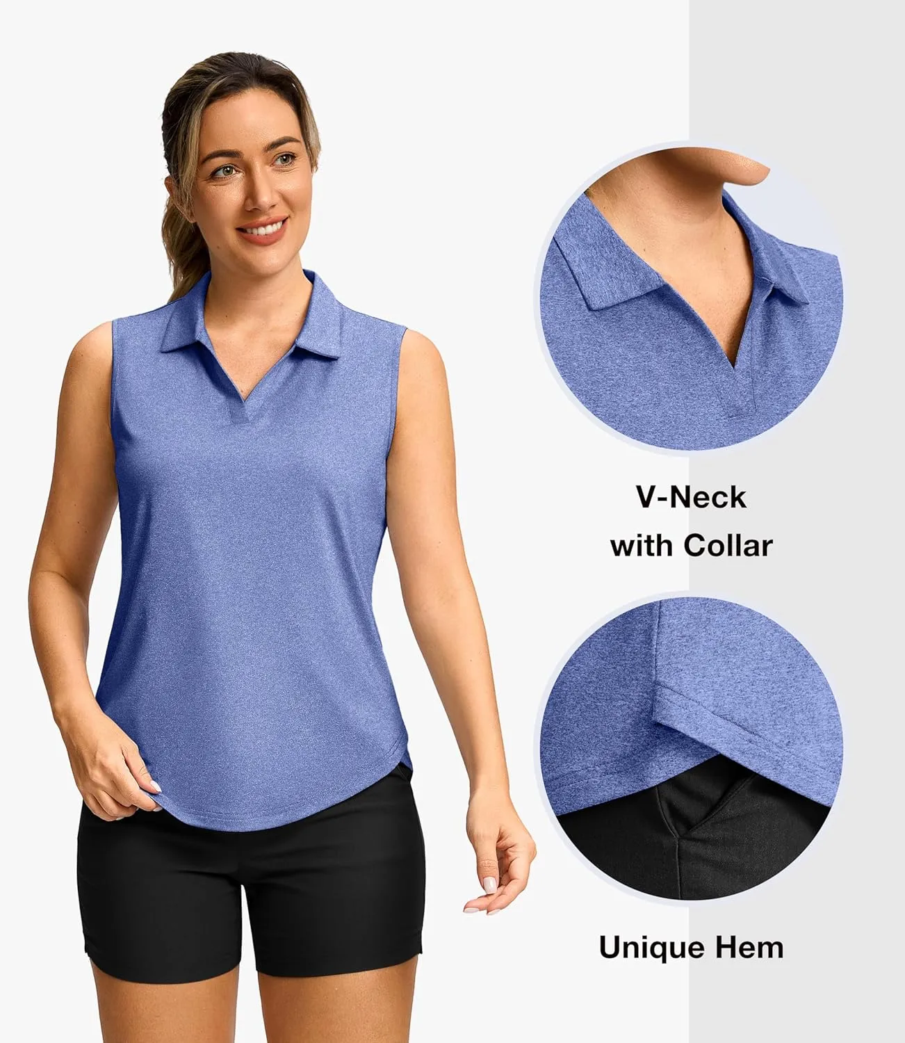G Gradual Sleeveless Golf Shirts for Women Collared V Neck Tennis Tank Top Cooling Polo UPF 50  Quick Dry Lightweight
