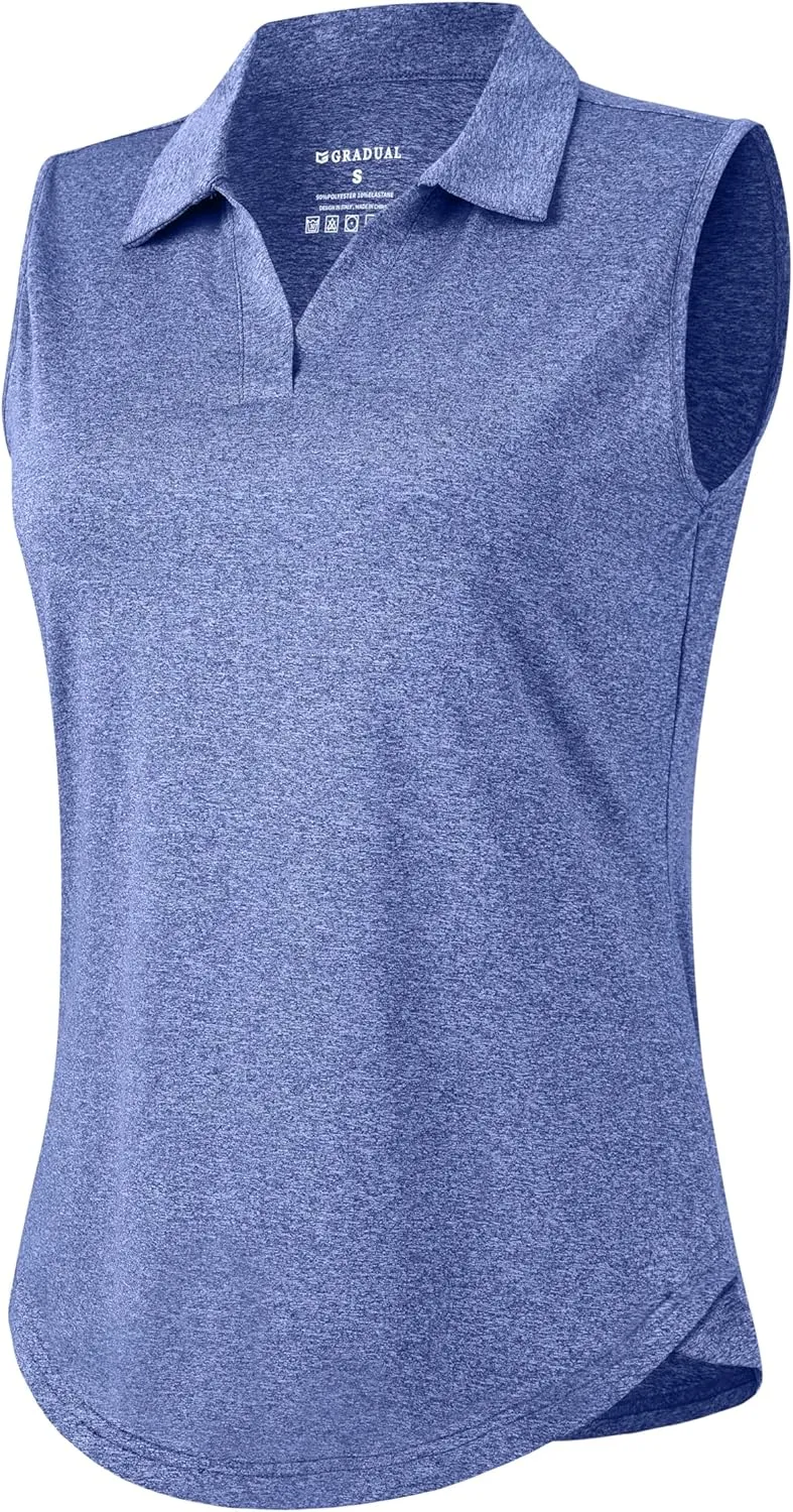 G Gradual Sleeveless Golf Shirts for Women Collared V Neck Tennis Tank Top Cooling Polo UPF 50  Quick Dry Lightweight