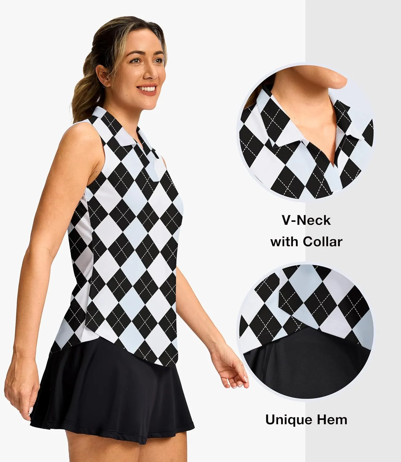 G Gradual Sleeveless Golf Shirts for Women Collared V Neck Tennis Tank Top Cooling Polo UPF 50  Quick Dry Lightweight