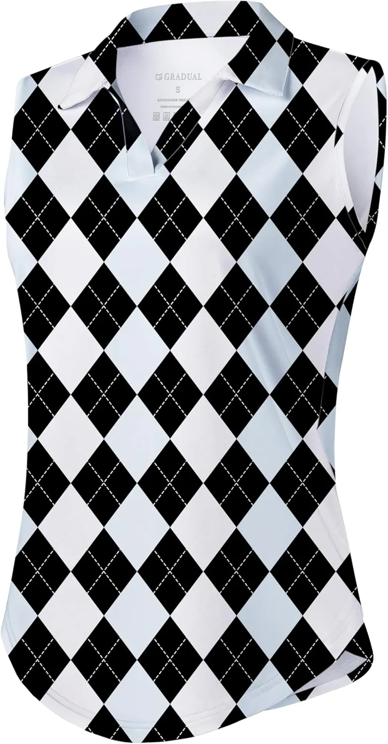 G Gradual Sleeveless Golf Shirts for Women Collared V Neck Tennis Tank Top Cooling Polo UPF 50  Quick Dry Lightweight
