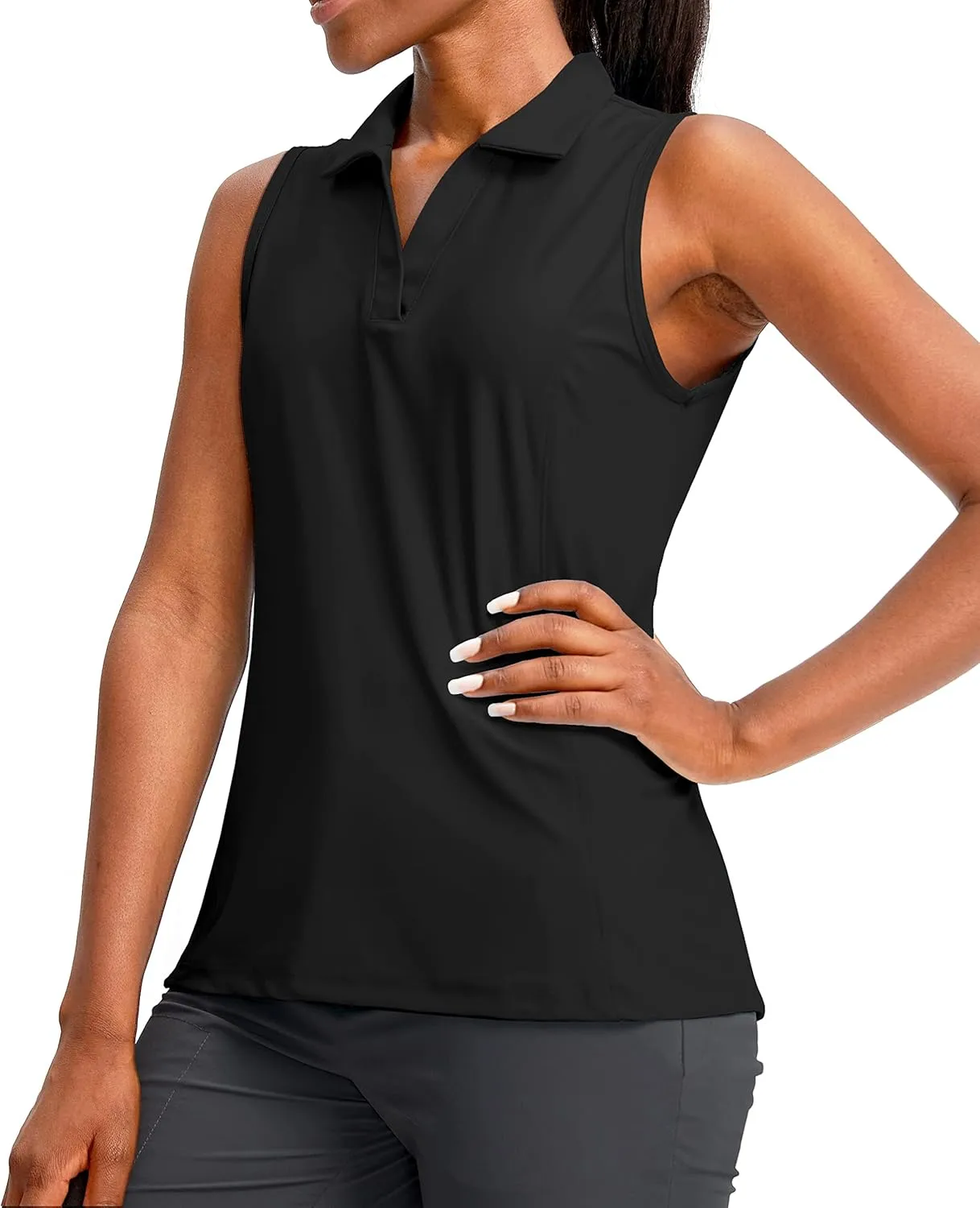 G Gradual Women's Sleeveless Golf Polo Shirts Tennis Quick Dry Collared Tank Tops V-Neck Polos for Women