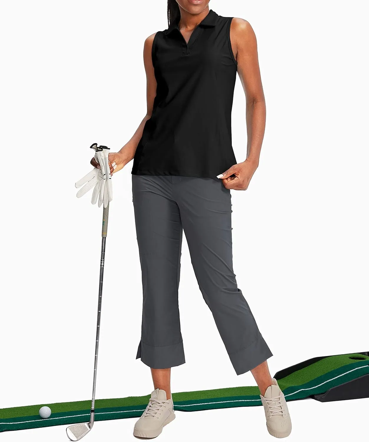 G Gradual Women's Sleeveless Golf Polo Shirts Tennis Quick Dry Collared Tank Tops V-Neck Polos for Women