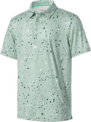 Golf Shirts for Men Dry Fit Performance Short Sleeve Print Moisture Wicking Polo Shirt