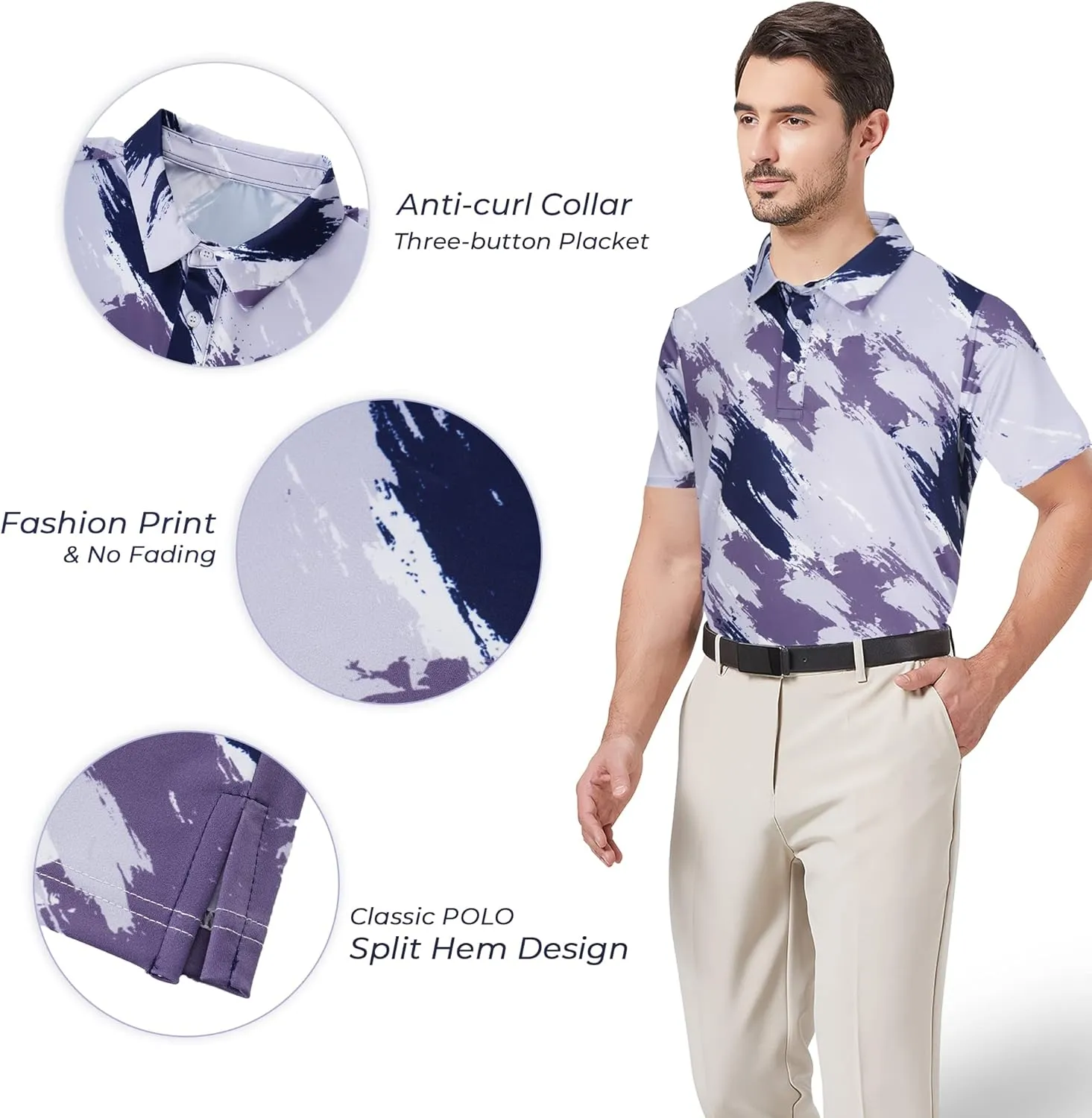 Golf Shirts for Men Quick Dry Performance Short Sleeve Casual Lightweight UPF30 Polo Shirt