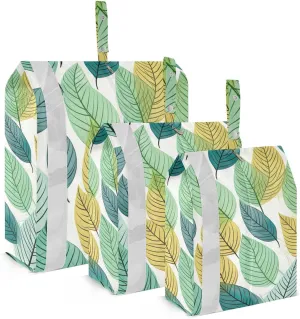 Green Leaves Yellow Packing Cubes for Suitcases 3 Set Expandable Compression Luggage Packing Organizers for Carry on Suitcase Travel Accessories Luggage Organizer Bags Set
