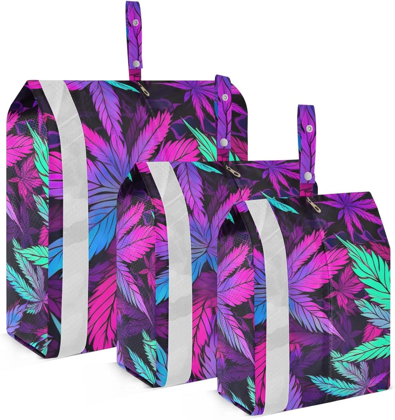 Green Purple Leaf Packing Cubes for Suitcases 3 Set Compression Expandable Luggage Packing Organizers for Carry on Suitcase Travel Accessories Luggage Organizer Bags Set