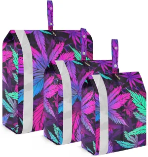 Green Purple Leaf Packing Cubes for Suitcases 3 Set Compression Expandable Luggage Packing Organizers for Carry on Suitcase Travel Accessories Luggage Organizer Bags Set