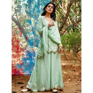 Gulaal Rati Sequin Kurta with Palazzo & Dupatta Green (Set of 3)