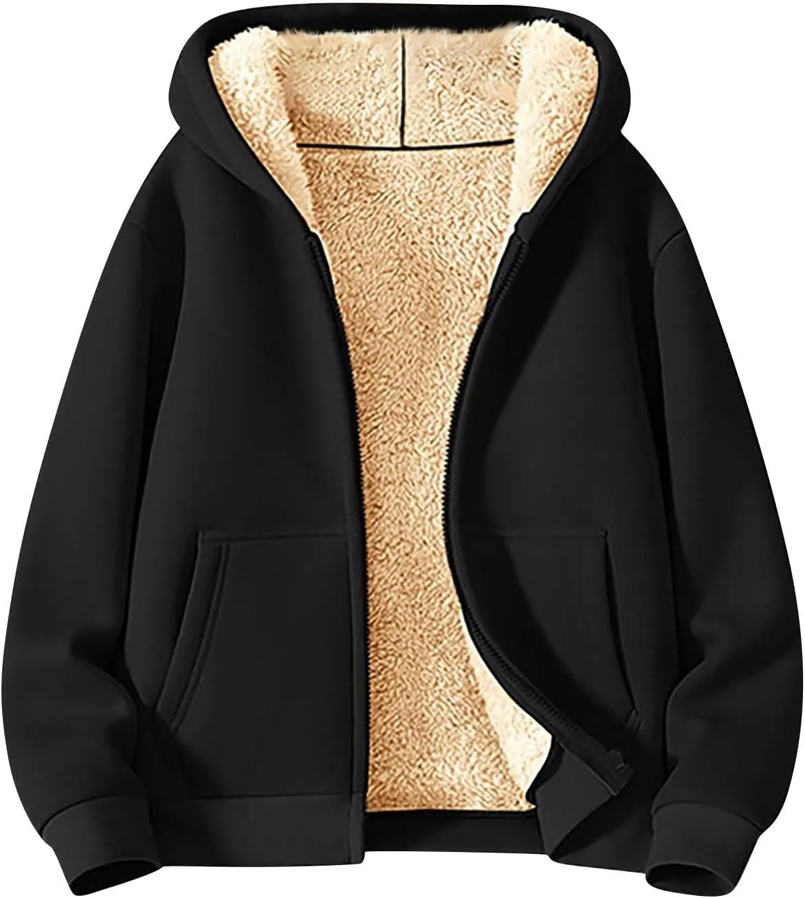 Gumipy Zip Up Hoodie Women Fleece Oversized Hoodie Sweatshirt Plus Size Sherpa Lined Hoodies Jacket Winter Coats with Pockets