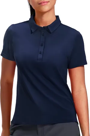 Haimont Womens Polo Shirts Golf Casual Work Short Sleeve UPF 50   Sun Protection 4 Buttons Collared Shirt Quick Dry Tops