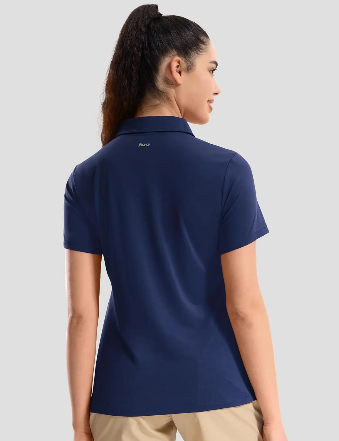 Haimont Womens Polo Shirts Golf Casual Work Short Sleeve UPF 50   Sun Protection 4 Buttons Collared Shirt Quick Dry Tops