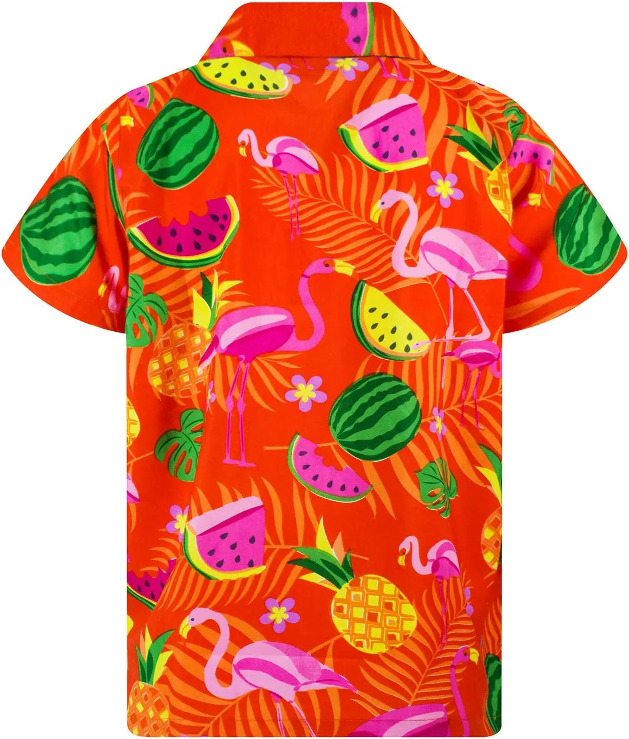 Hawaiian Shirt for Men Fruit-Desing Flamingos Regular-Shirts Short-Sleeve Button-Down Vacation