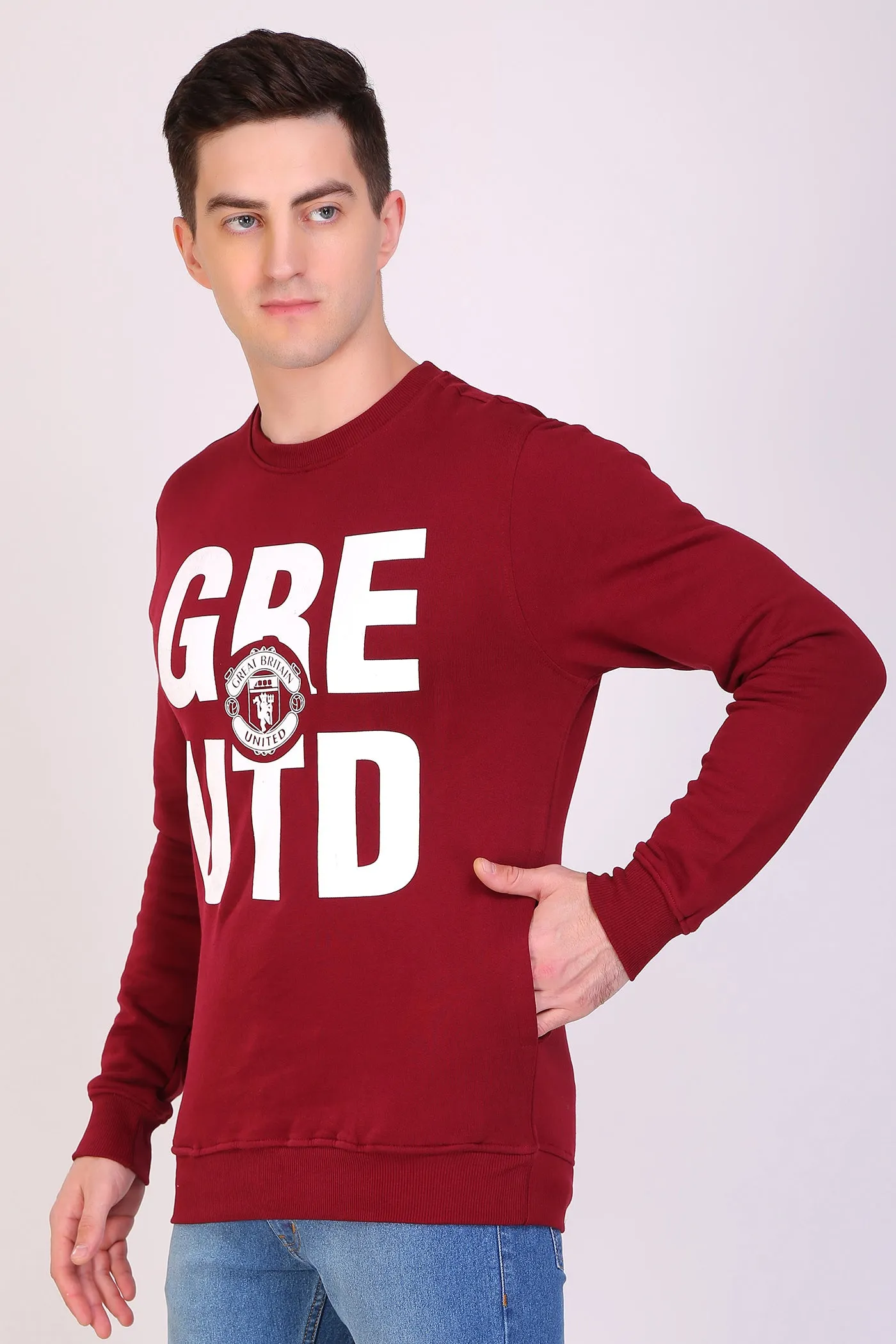 HiFlyers Full Sleeve Printed Men Sweatshirt-Maroon