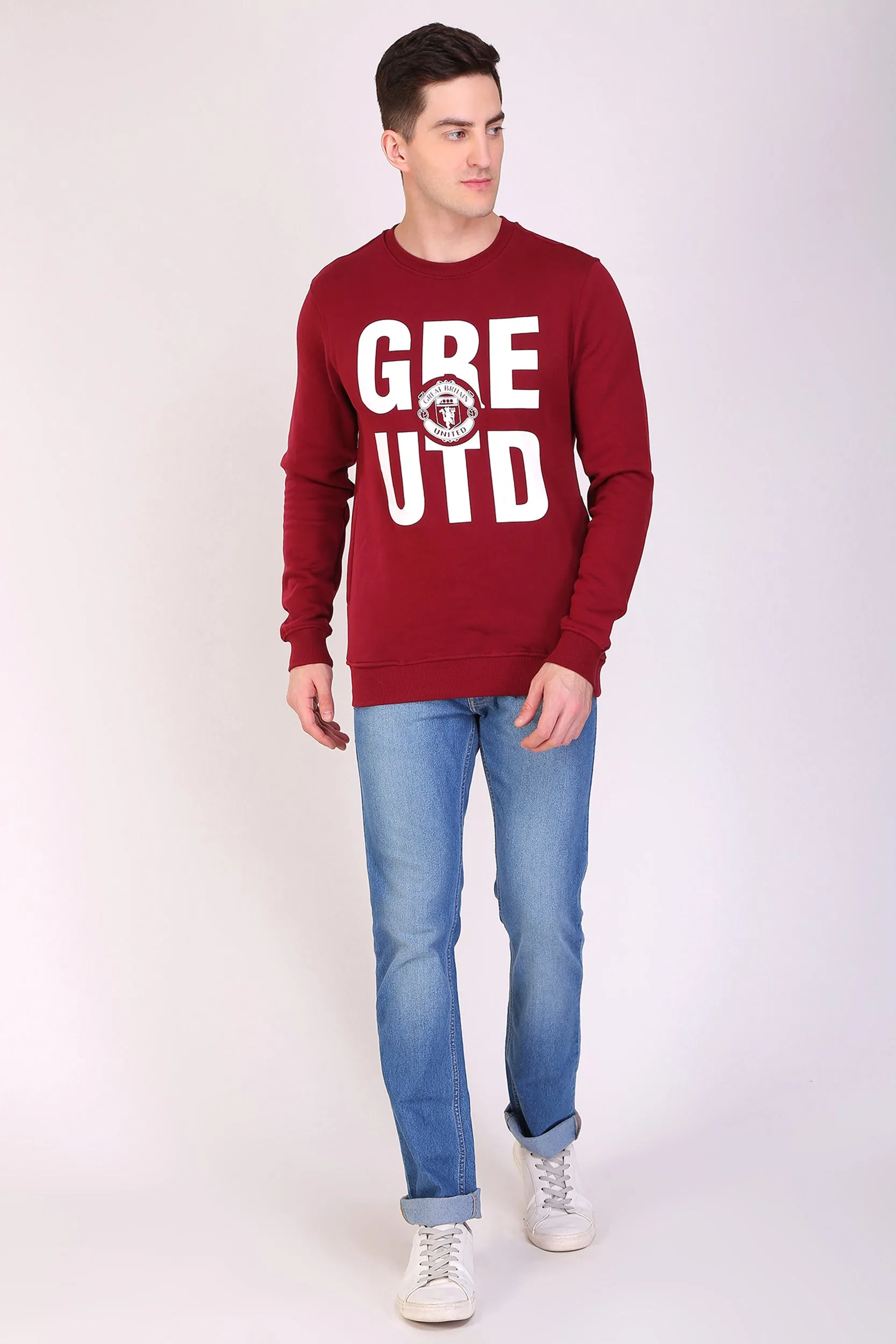 HiFlyers Full Sleeve Printed Men Sweatshirt-Maroon