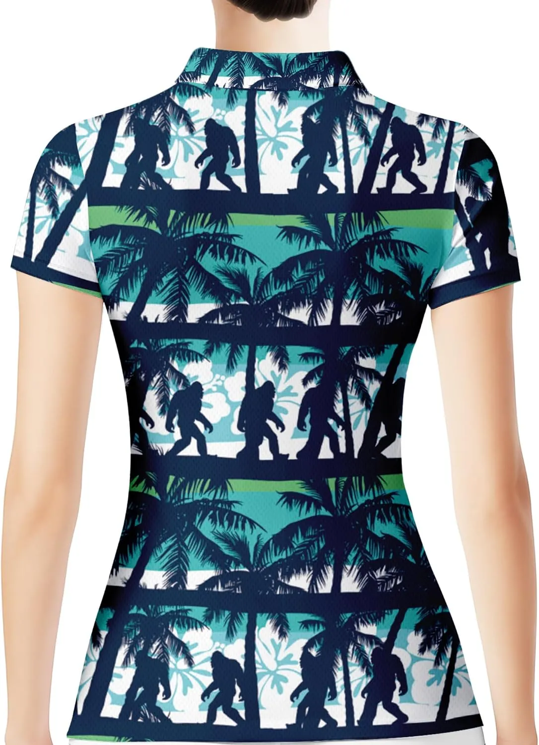 HIVICHI Funny Golf Shirts for Women Cute Crazy Print Short Sleeve Moisture Wicking Womens Polo Shirt