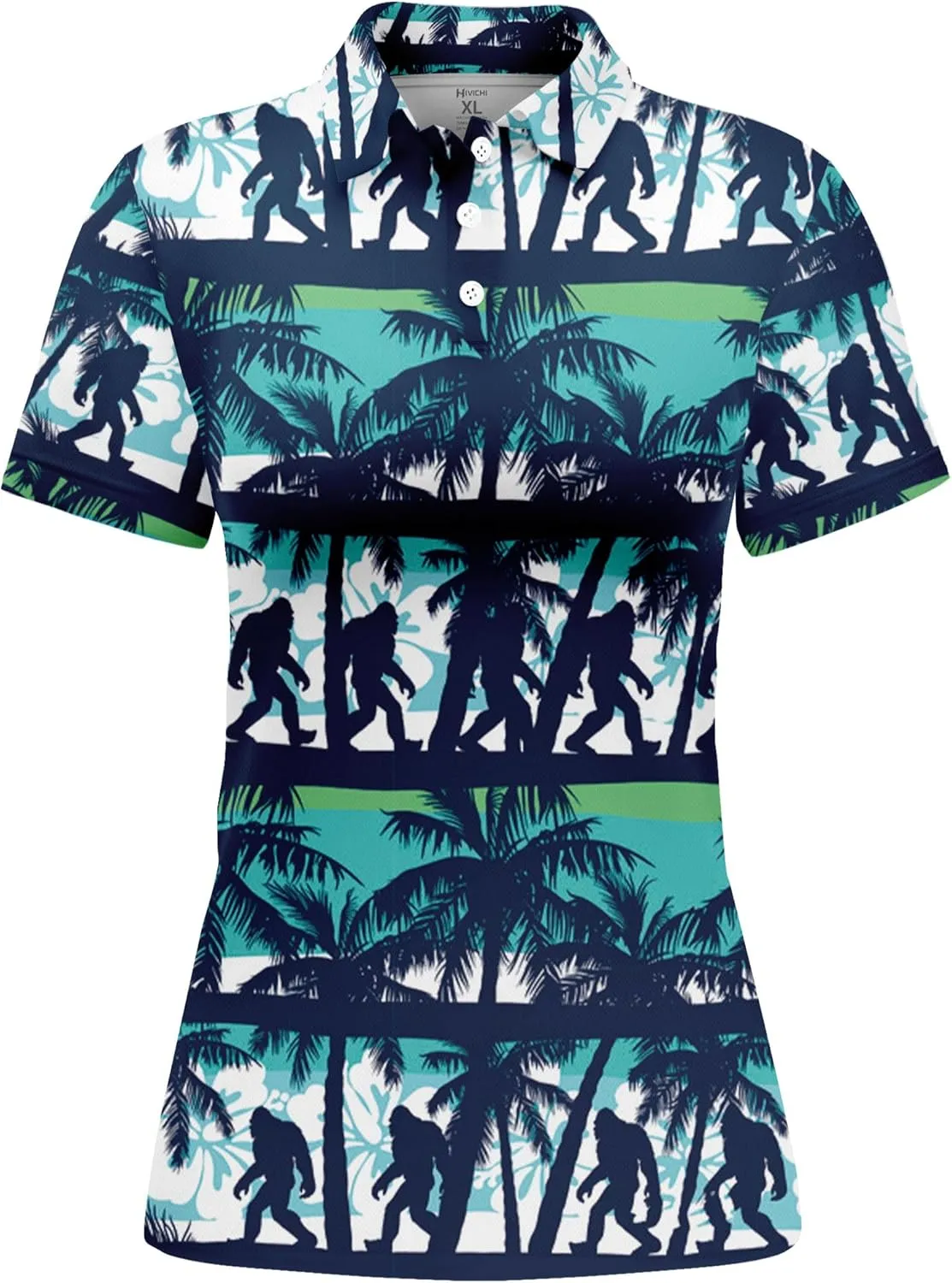 HIVICHI Funny Golf Shirts for Women Cute Crazy Print Short Sleeve Moisture Wicking Womens Polo Shirt