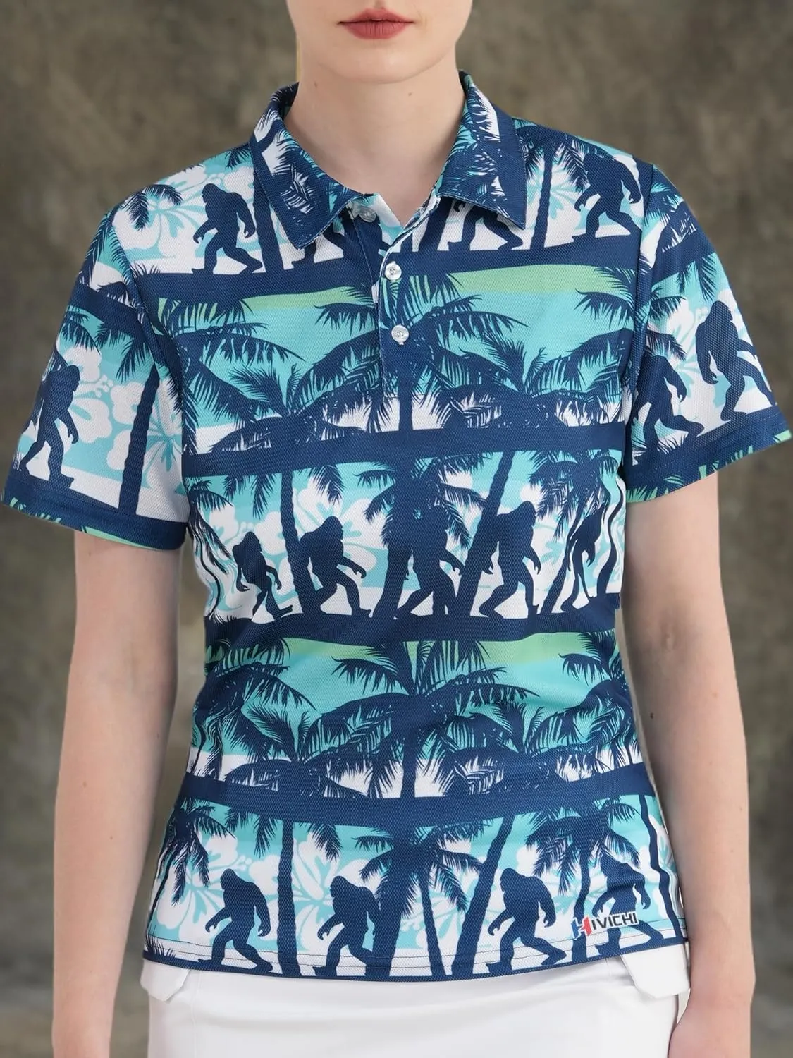 HIVICHI Funny Golf Shirts for Women Cute Crazy Print Short Sleeve Moisture Wicking Womens Polo Shirt