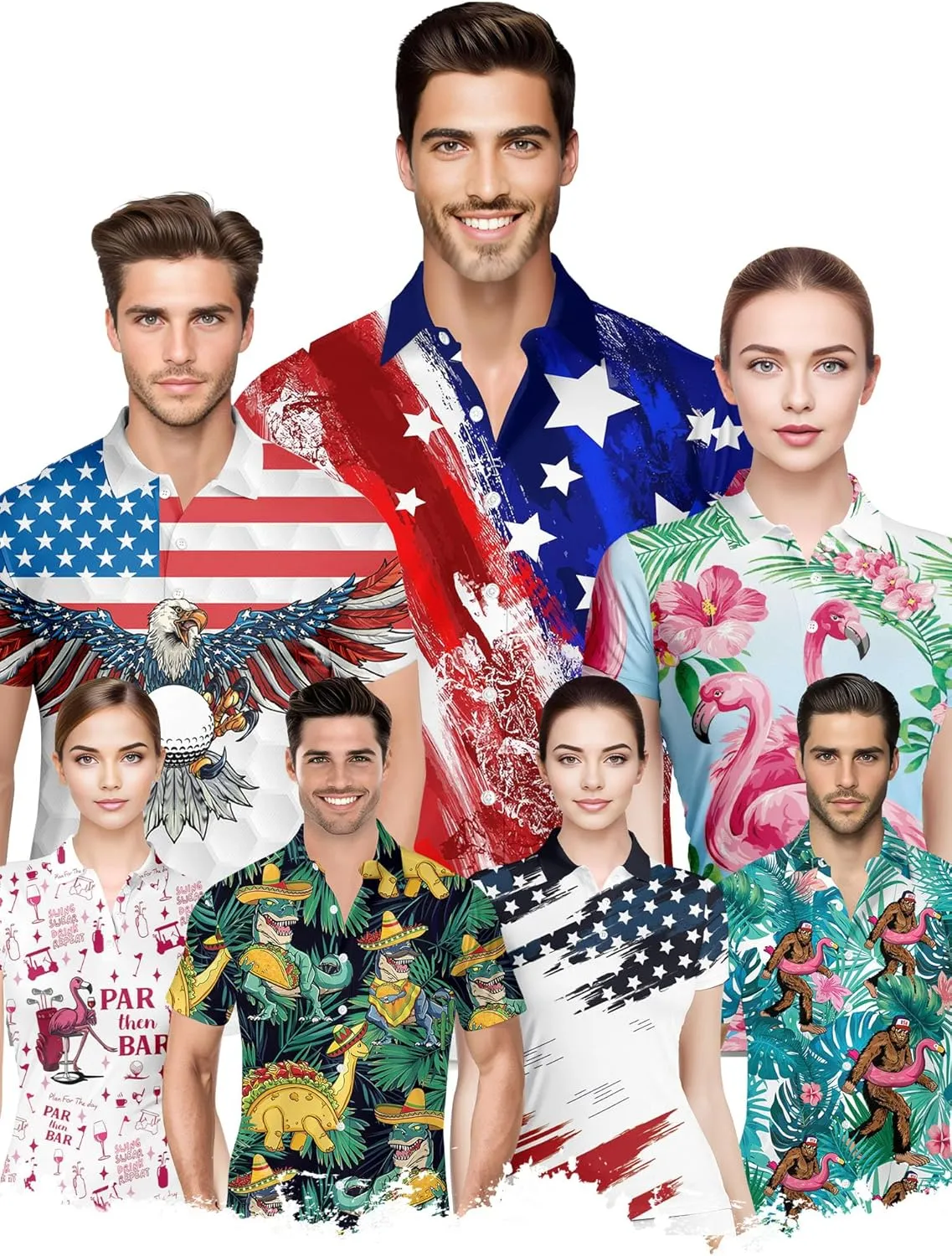 HIVICHI Funny Mens Golf Shirt Graphic Performance Moisture Wicking Golfing Print Athletic Polo Shirts for Men