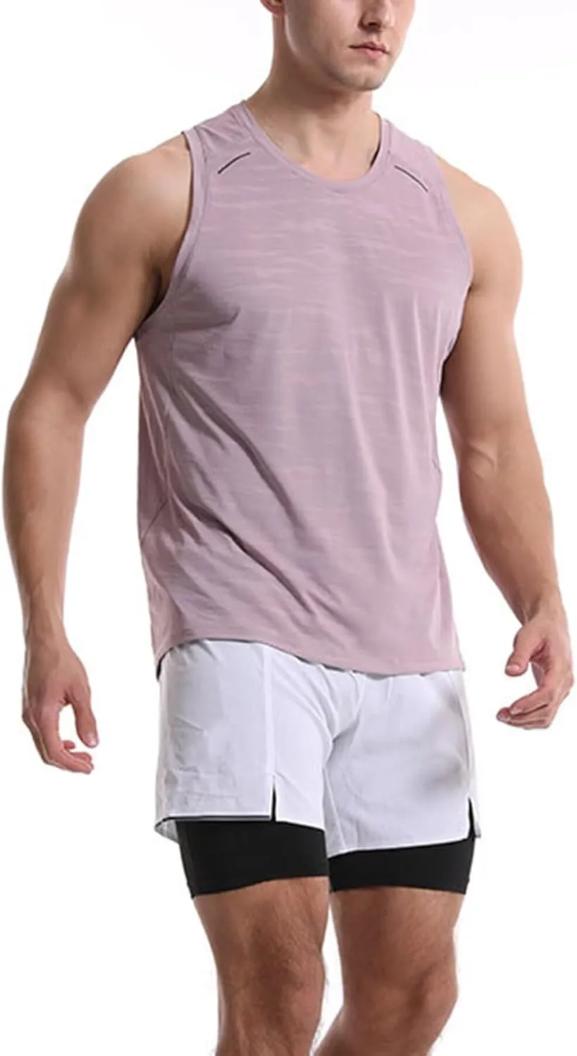 HNVAVQ Men's Athletic Workout Tank Tops Sleeveless Running Shirts Training Quick Dry Gym Vest