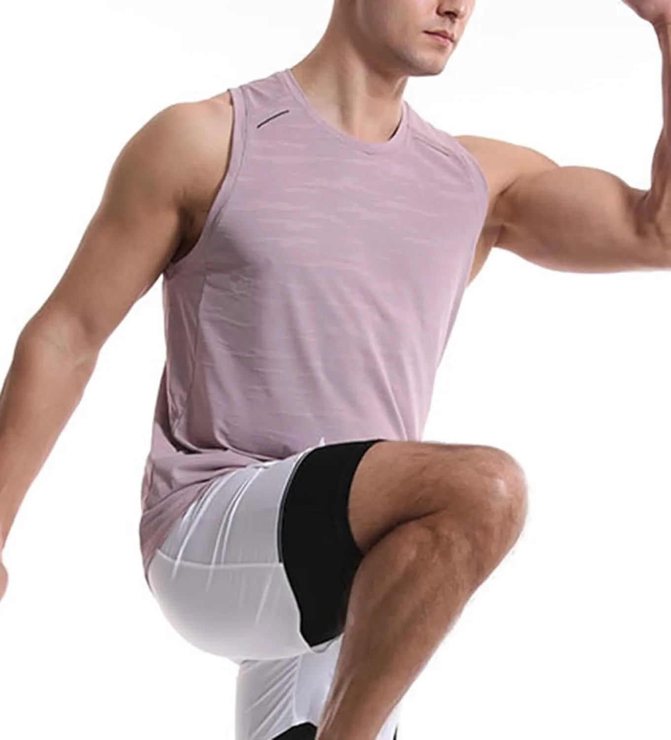 HNVAVQ Men's Athletic Workout Tank Tops Sleeveless Running Shirts Training Quick Dry Gym Vest