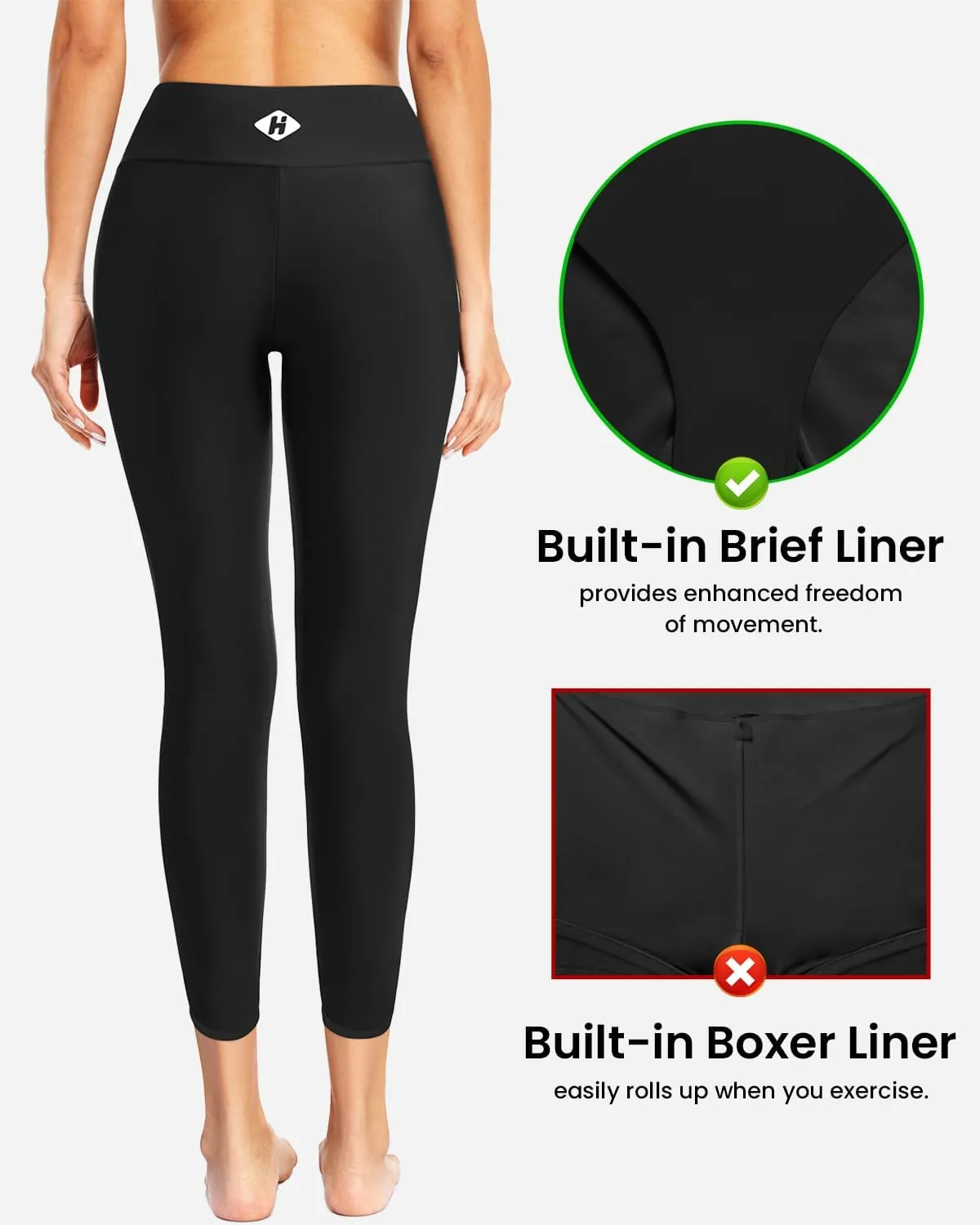 Holipick High Waisted Swim Pants for Women - Swimming Leggings Swimsuit UPF 50  Rash Guard
