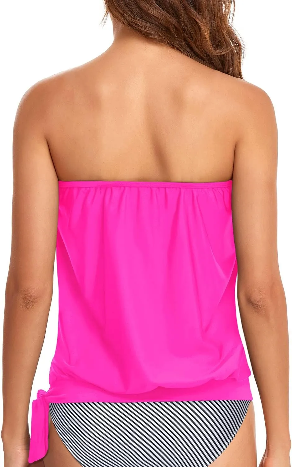 Holipick Strapless Tankini Tops for Women Swimwear Top ONLY Bandeau Bathing Suit Blouson Swimsuit No Bottom