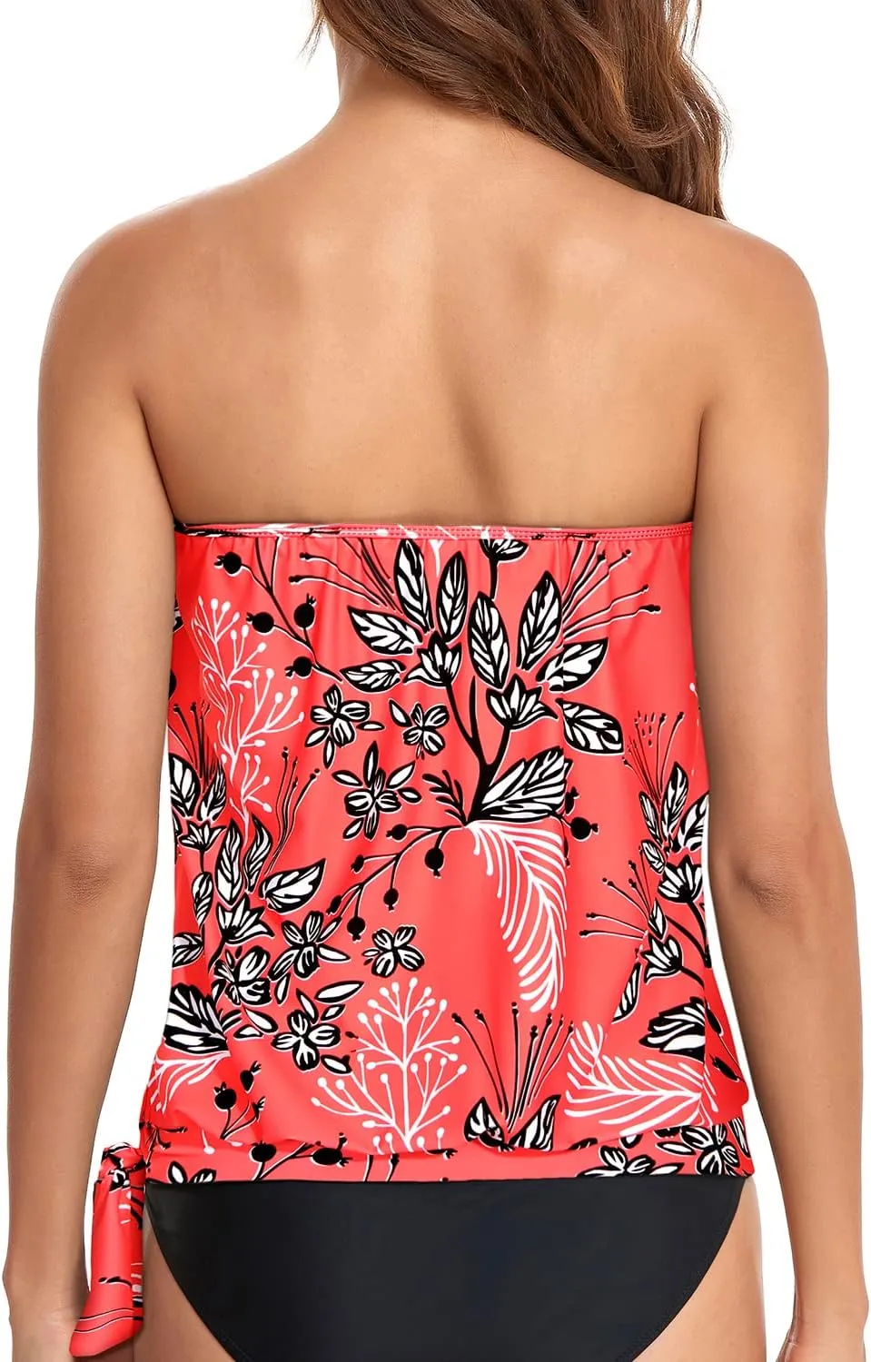 Holipick Strapless Tankini Tops for Women Swimwear Top ONLY Bandeau Bathing Suit Blouson Swimsuit No Bottom