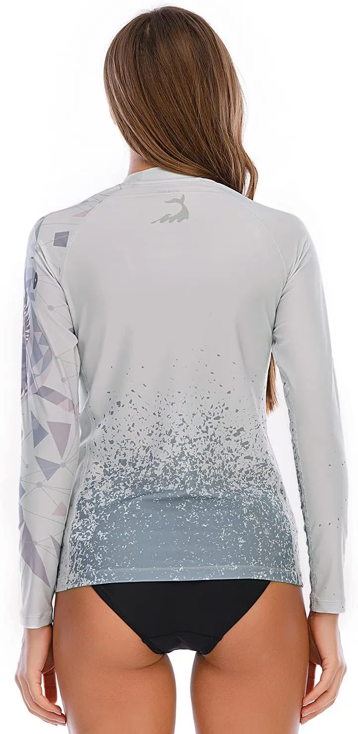 HUGE SPORTS Women's Rash Guard Long Sleeve Sun Protection UPF 50  Swimwear Shirts Quick Dry Swimsuit Surf Top