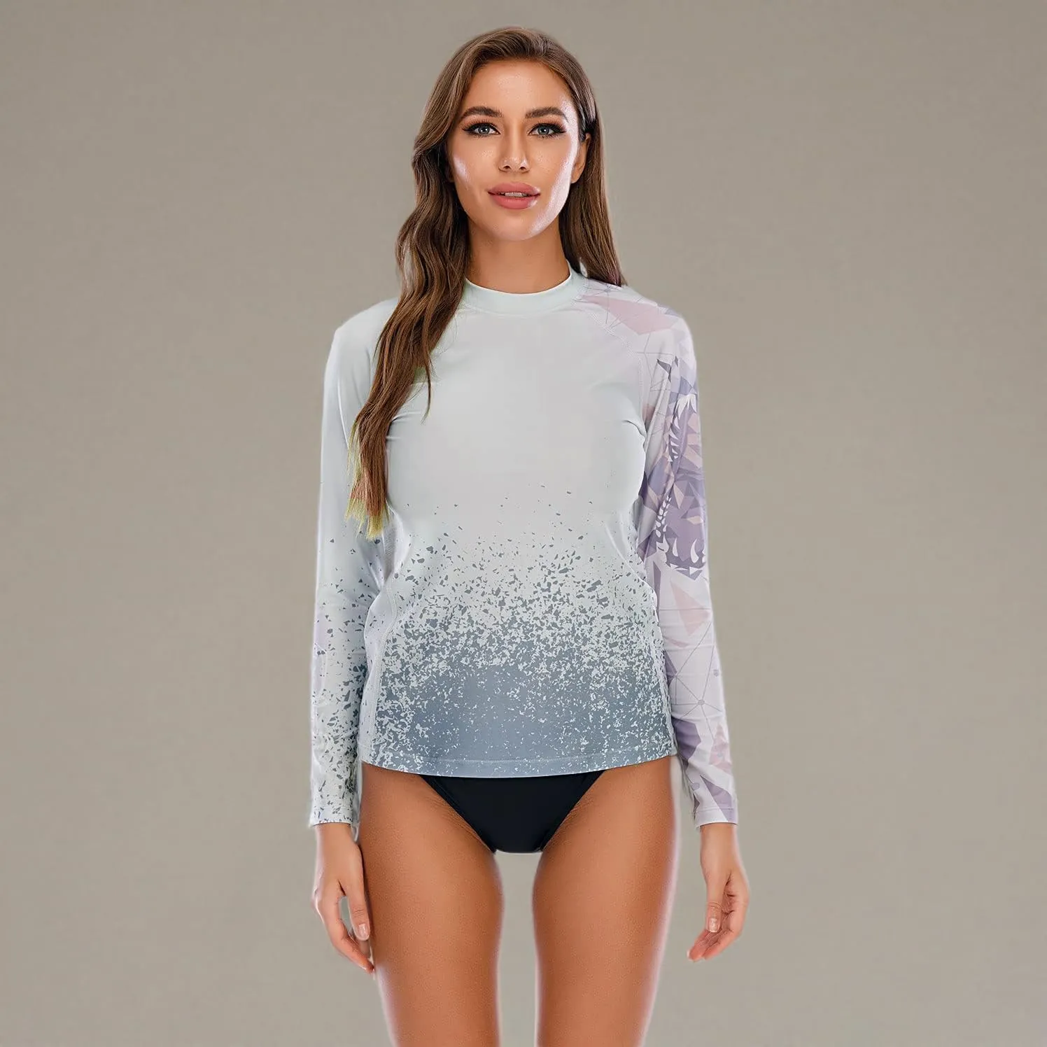 HUGE SPORTS Women's Rash Guard Long Sleeve Sun Protection UPF 50  Swimwear Shirts Quick Dry Swimsuit Surf Top