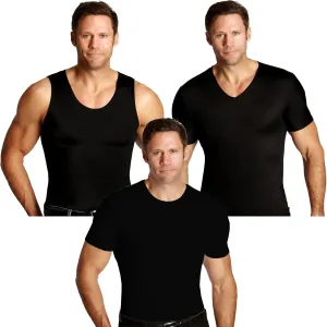 Insta Slim  Made in USA  Compression Shirts for Men Variety Pack (Tank-Top, Crew-Neck, V-Neck)