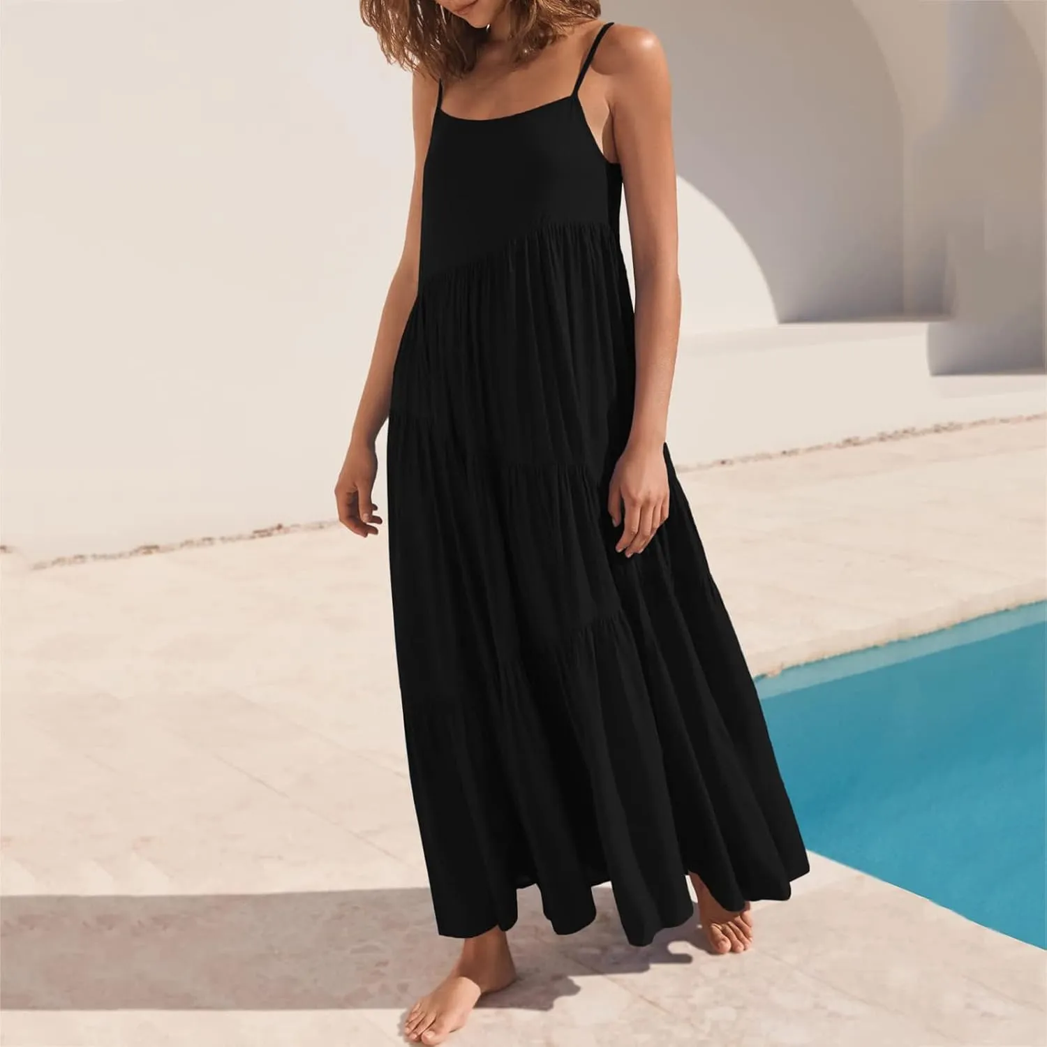 iQKA Women Off Shoulder Polka Dot Printed Maxi Dress Plus Size Summer Ruffle Bow Long Dress