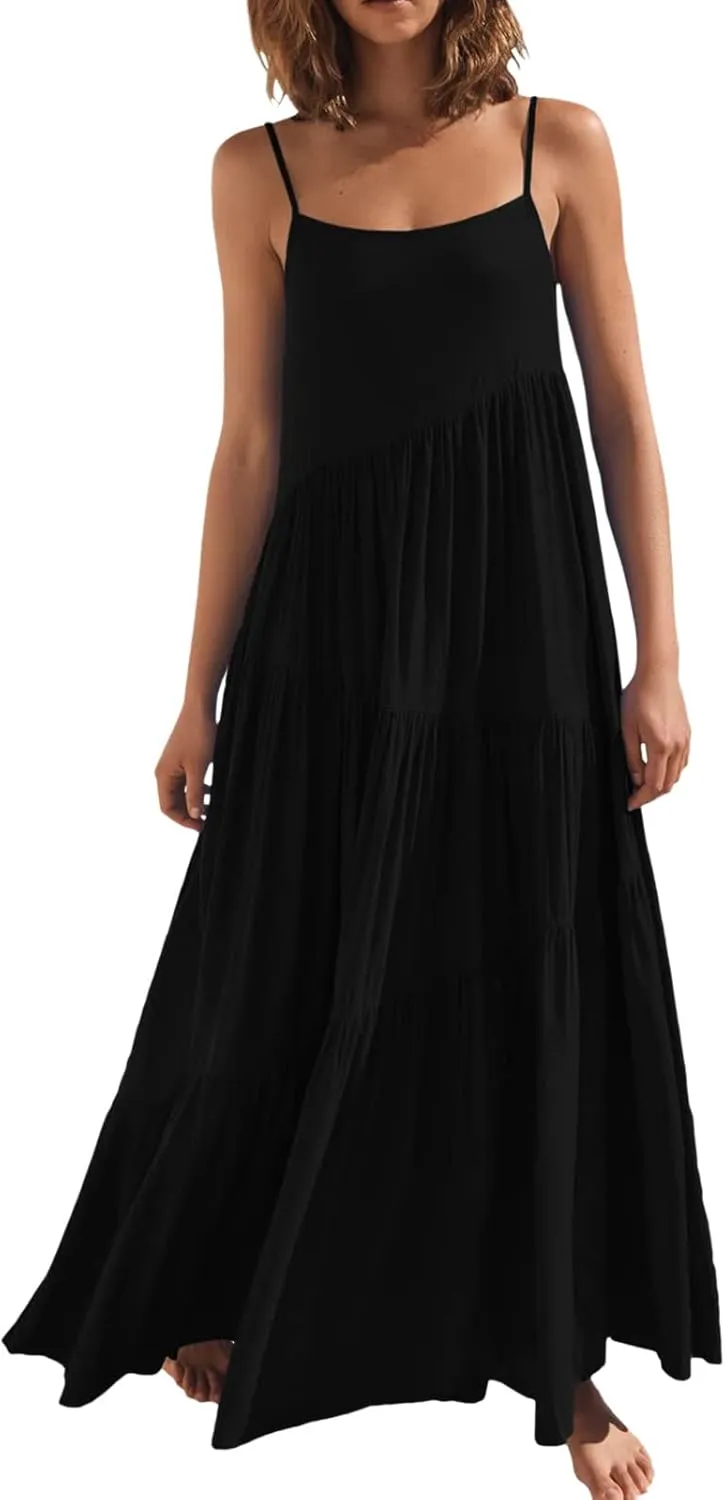 iQKA Women Off Shoulder Polka Dot Printed Maxi Dress Plus Size Summer Ruffle Bow Long Dress