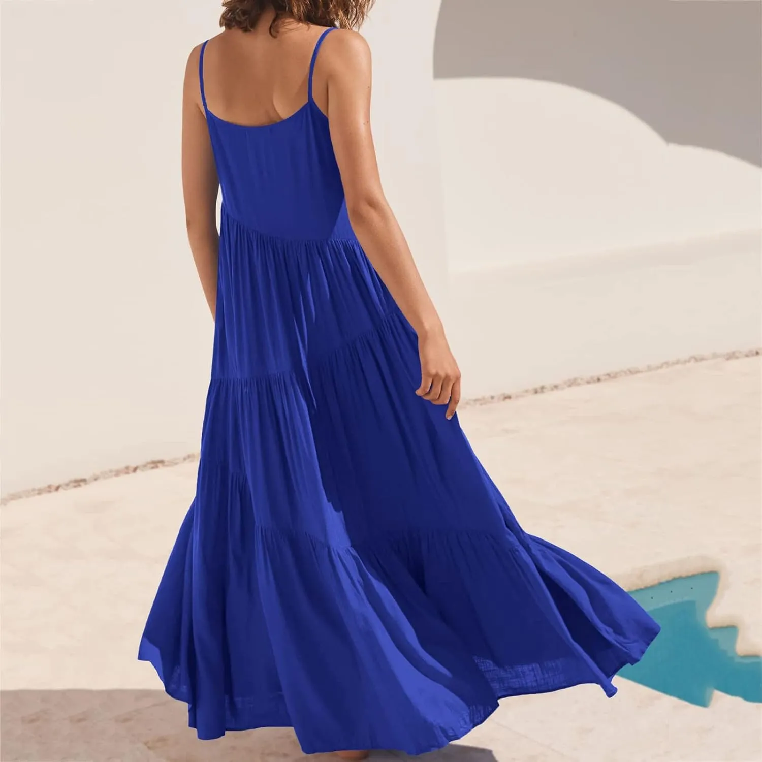 iQKA Women Off Shoulder Polka Dot Printed Maxi Dress Plus Size Summer Ruffle Bow Long Dress