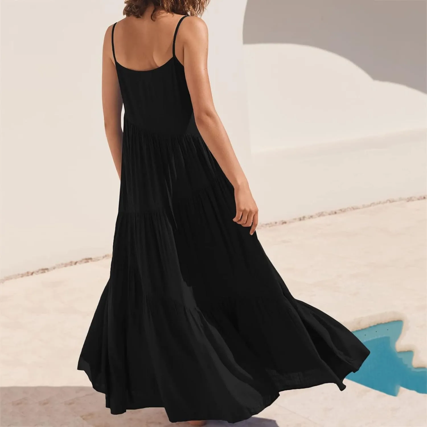 iQKA Women Off Shoulder Polka Dot Printed Maxi Dress Plus Size Summer Ruffle Bow Long Dress
