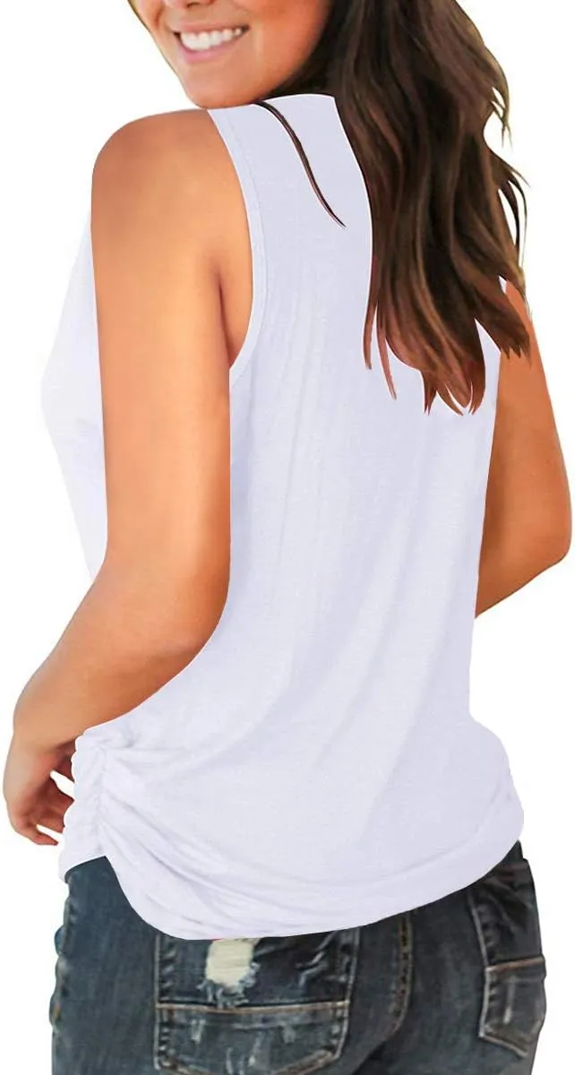 Jescakoo V Neck Tank Tops for Women Casual Sleeveless Shirts Loose Fit Summer