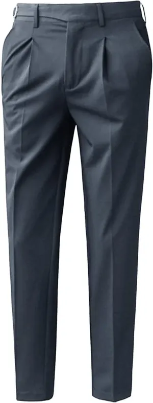 JEShifangjiusu Men's Athletic-Fit Casual Stretch Pant Slim Fit Flat-Front Pants Loose Suit Pants Business Trousers Chino Pant (34,Grey), Grey, 34