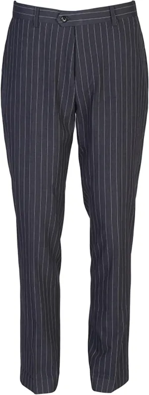 JEShifangjiusu Mens Casual Stripe Cotton Pants Fashion Retro Tapered Stretch Pant Slim Fit Business Dress Chino Pants, Grey, 34