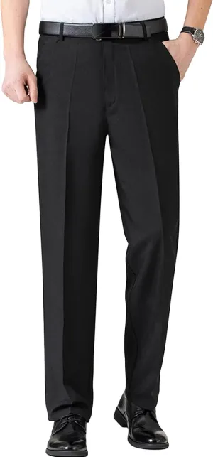 JEShifangjiusu Men's Chino Flat Front Slim Fit Pant Casual Cotton Stretch Suit Pants Lightweight Skinny Fit Dress Pant (33,Black), Black, 33