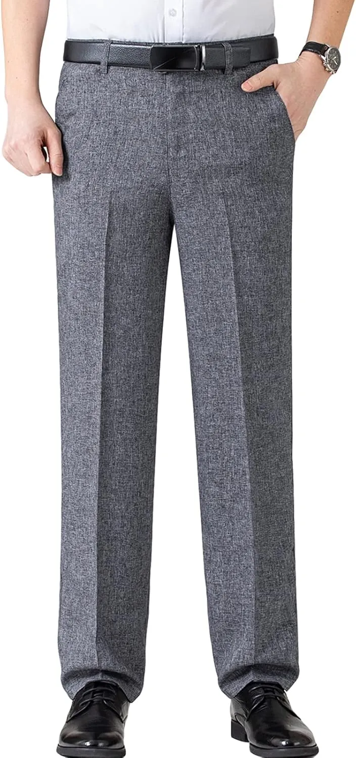 JEShifangjiusu Men's Chino Flat Front Slim Fit Pant Casual Cotton Stretch Suit Pants Lightweight Skinny Fit Dress Pant (34,Grey), Grey, 34
