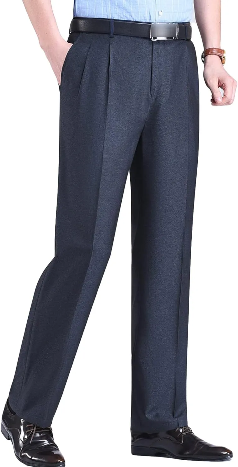 JEShifangjiusu Men's Classic Fit Flat Front Dress Pants Skinny Casual Business Chino Pants Stretch Slim Fit Skinny Suit Pants (33,Grey 1), Grey 1, 33