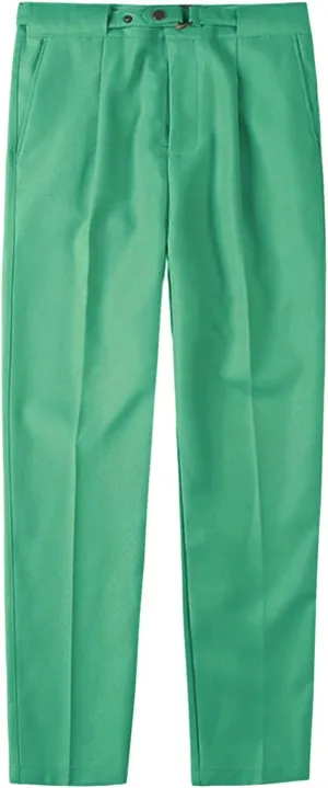 JEShifangjiusu Men's Dress Trousers Solid Color Flat Front Skinny Business Pants Slim Fit Chino Pencil Formal Pants (32,Green), Green, 32