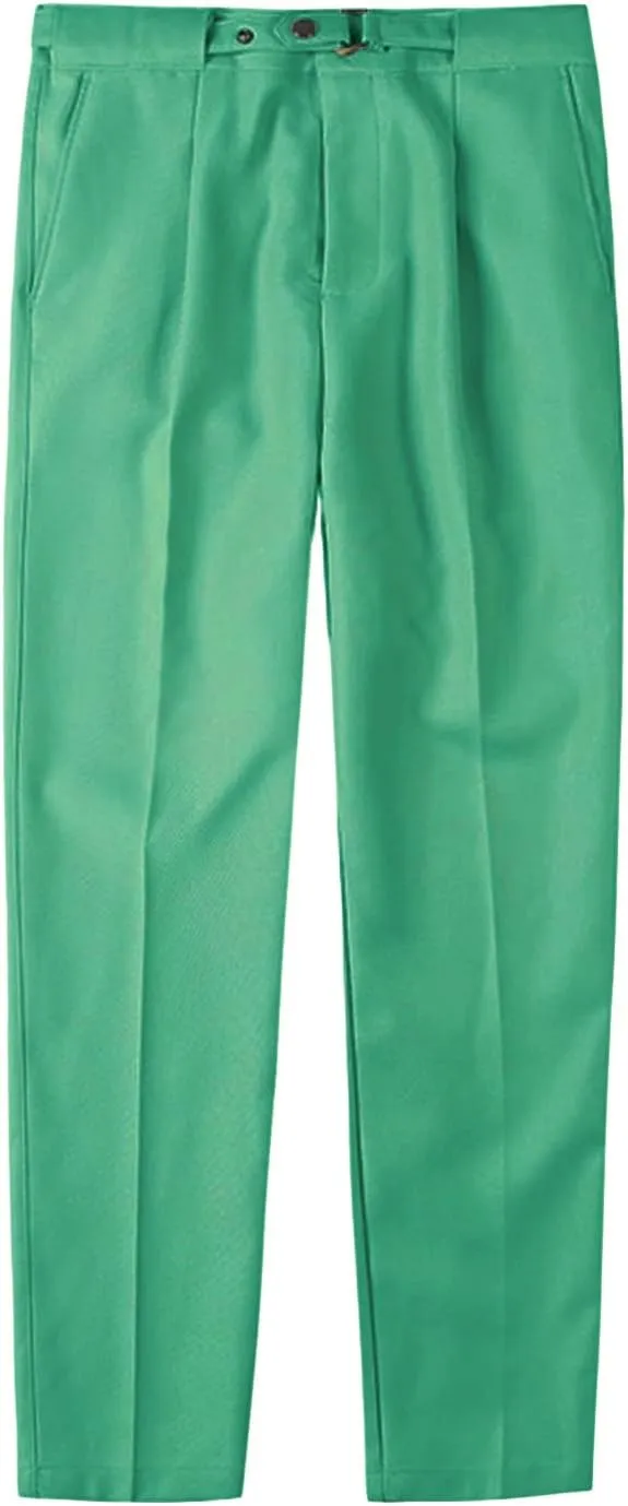 JEShifangjiusu Men's Dress Trousers Solid Color Flat Front Skinny Business Pants Slim Fit Chino Pencil Formal Pants (32,Green), Green, 32