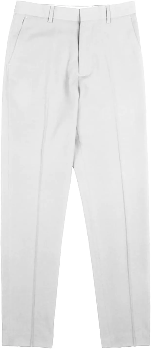 JEShifangjiusu Men's Flat Front Straight Fit Dress Pant Casual Skinny Stretch Chinos Pants Slim Fit Business Pant with Pocket (30,White), White, 30
