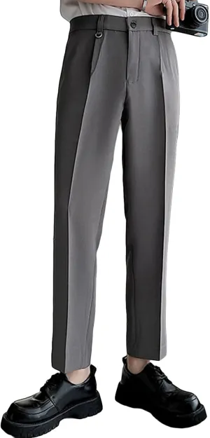 JEShifangjiusu Men's Flex Flat Front Straight Fit Pant Classic Stretch Pleated Chino Pant Dress Pants Business Trousers (X-Large,Dark Grey), Dark Grey, X-Large