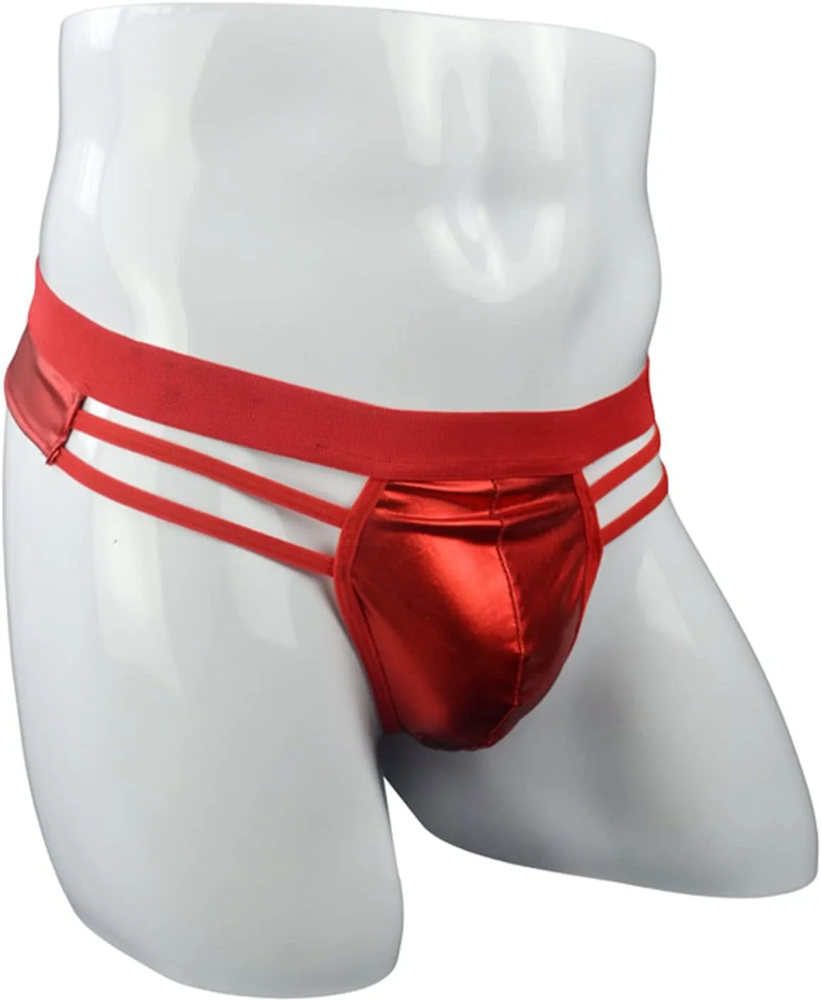 JEShifangjiusu Mens Hollowed Back Jockstrap Thongs Sexy Leather See-Through Underwear Low Rise Pouch T-Back G-Strings Briefs