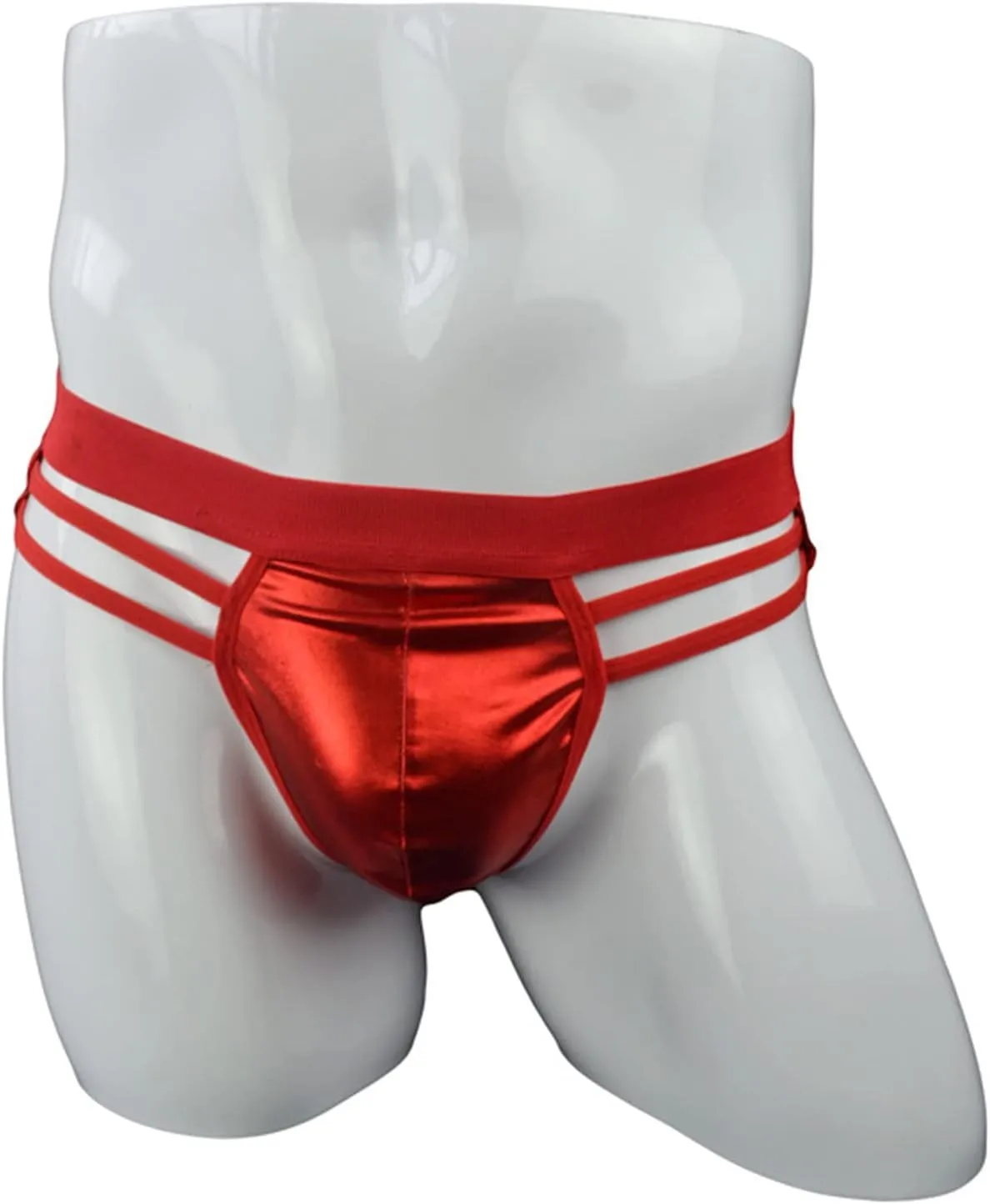 JEShifangjiusu Mens Hollowed Back Jockstrap Thongs Sexy Leather See-Through Underwear Low Rise Pouch T-Back G-Strings Briefs