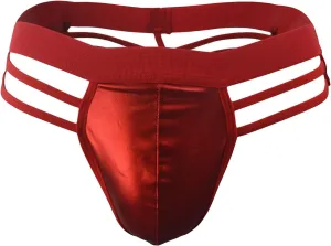 JEShifangjiusu Mens Hollowed Back Jockstrap Thongs Sexy Leather See-Through Underwear Low Rise Pouch T-Back G-Strings Briefs