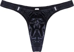 JEShifangjiusu Mens Patent Leather Hollow Out Shiny Bulge Pouch Bikini Briefs Boxer Shorts G-String Thong T-Back Sissy Pantie
